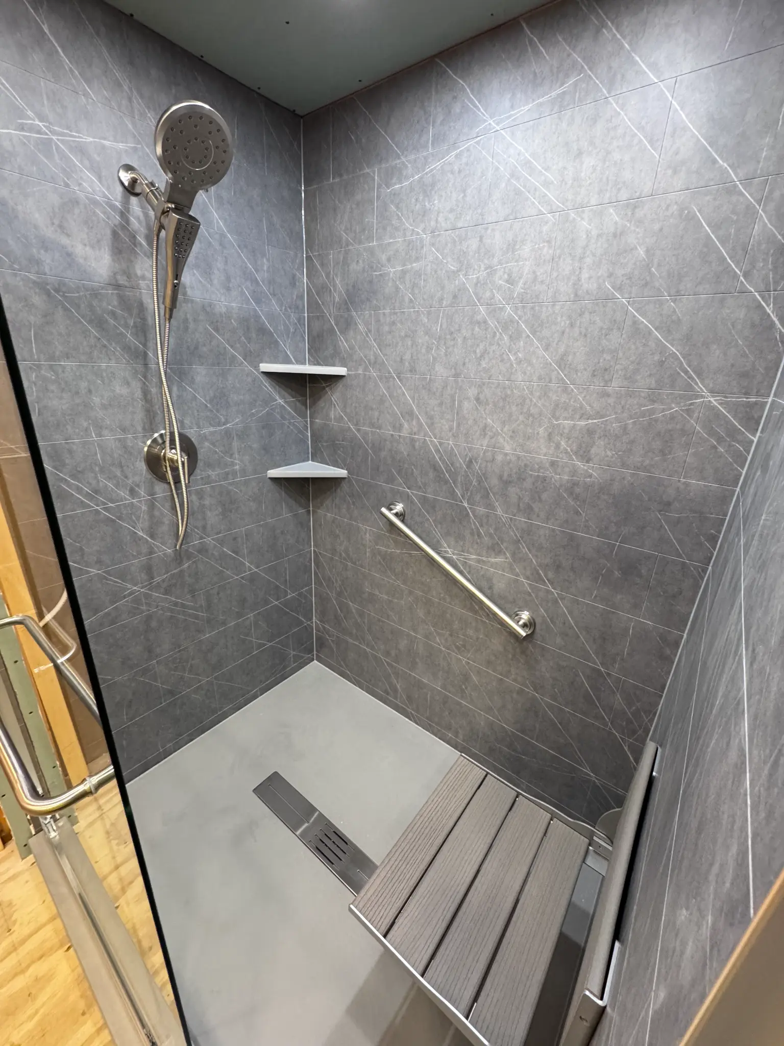 Gray Textured Panels & Shelving